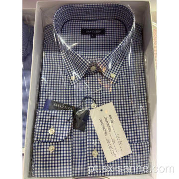 Camisa de algodão slim fit casual para homens